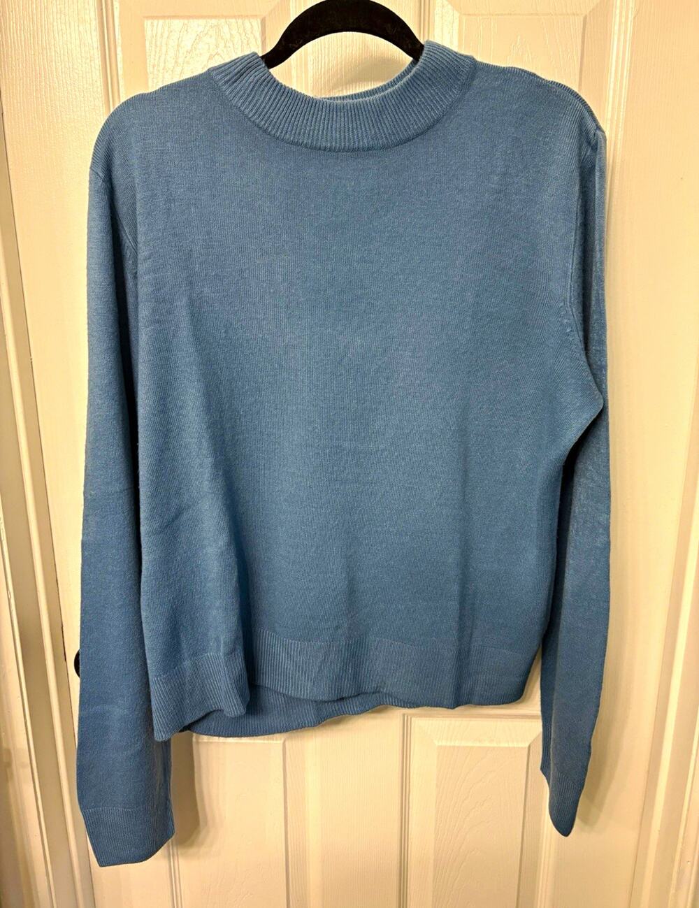 Sag Harbor Blue Knit Crew Neck Pullover Sweater Ribbed XL Preppy Academia